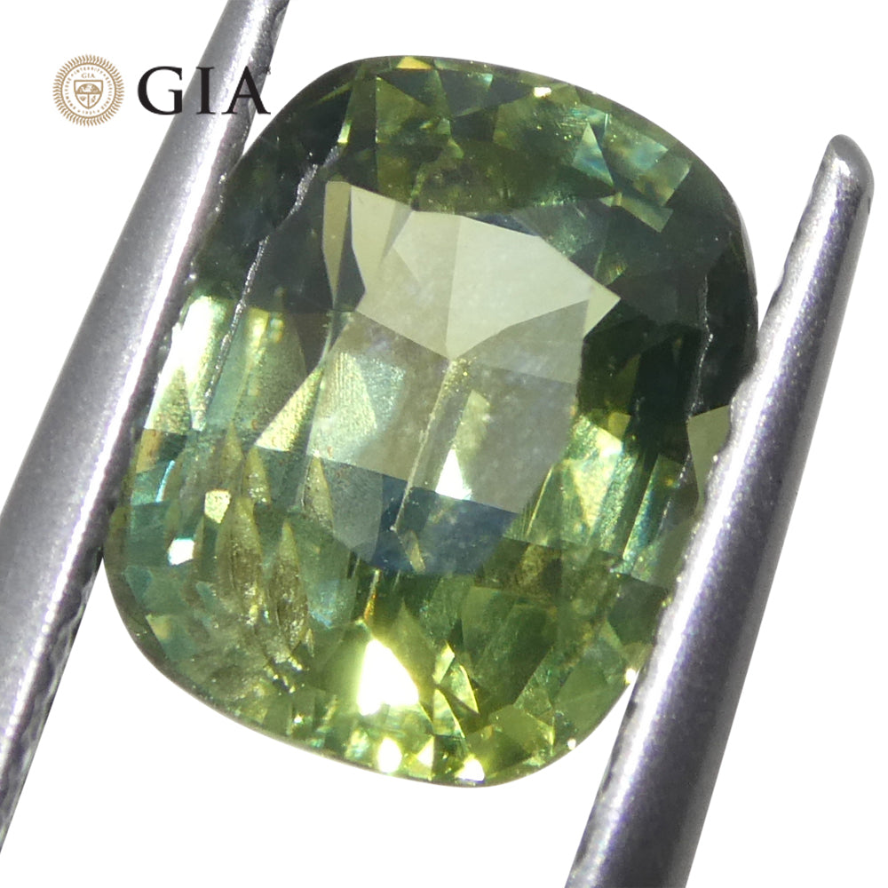 2.33ct Cushion Yellow-Green Sapphire GIA Certified Unheated - Skyjems Wholesale Gemstones