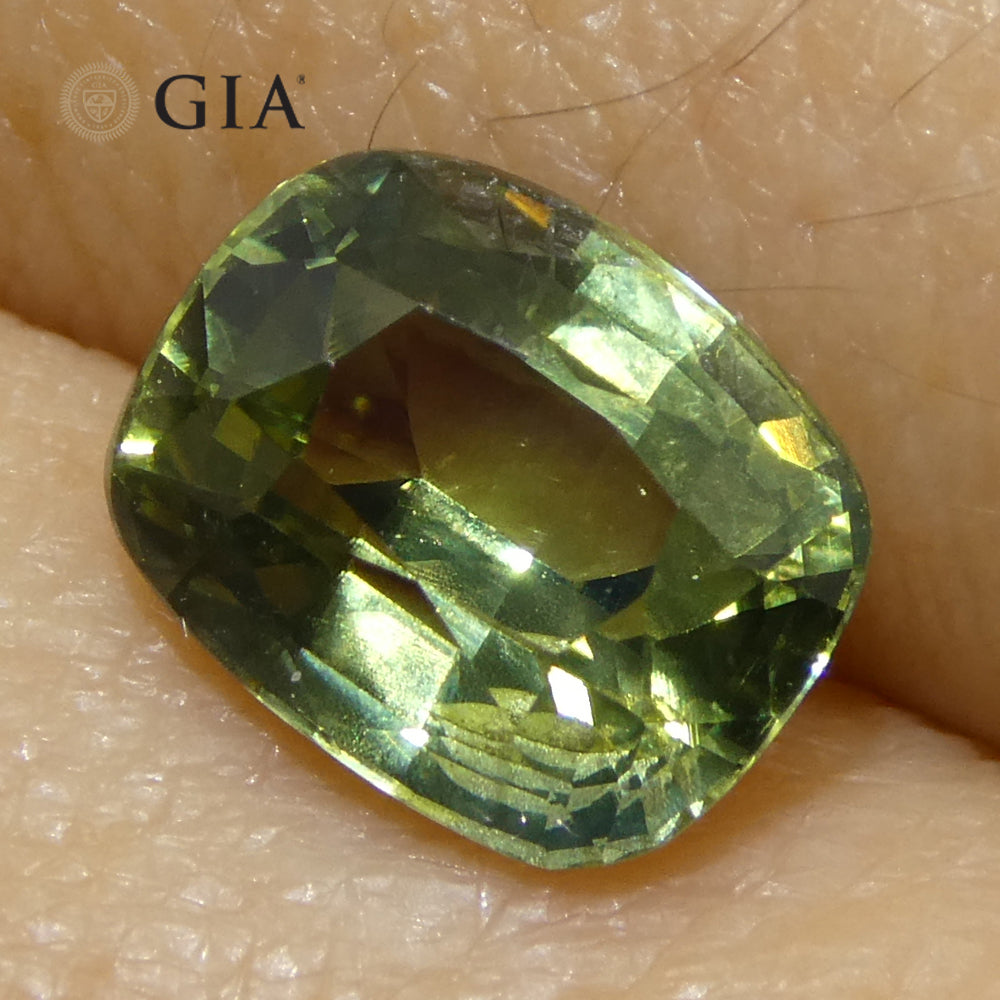 2.33ct Cushion Yellow-Green Sapphire GIA Certified Unheated - Skyjems Wholesale Gemstones