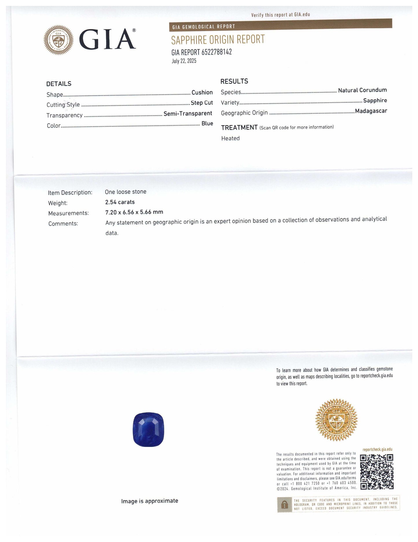 2.54ct Cushion Blue Sapphire GIA Certified Madagascar - Skyjems Wholesale Gemstones