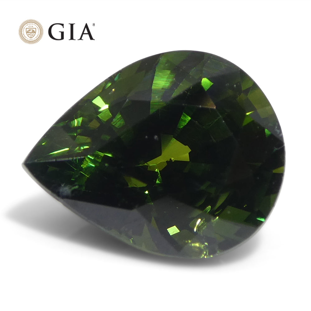 4.05ct Pear Bluish Green Sapphire GIA Certified Australia - Skyjems Wholesale Gemstones