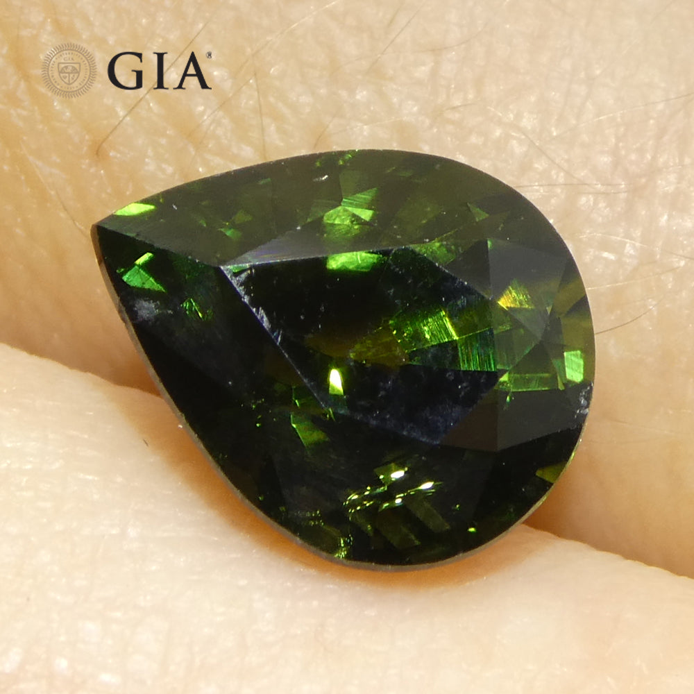 4.05ct Pear Bluish Green Sapphire GIA Certified Australia