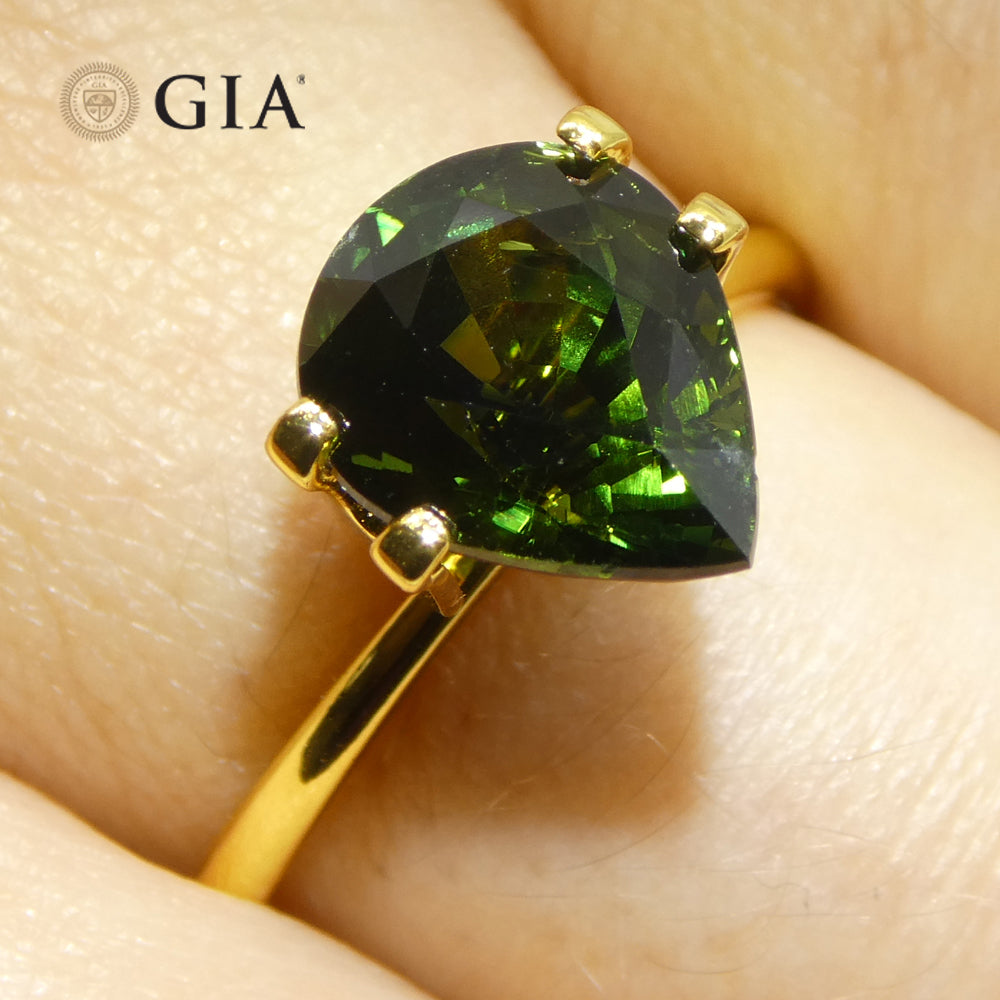 4.05ct Pear Bluish Green Sapphire GIA Certified Australia - Skyjems Wholesale Gemstones