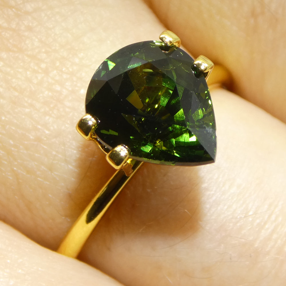 4.05ct Pear Bluish Green Sapphire GIA Certified Australia