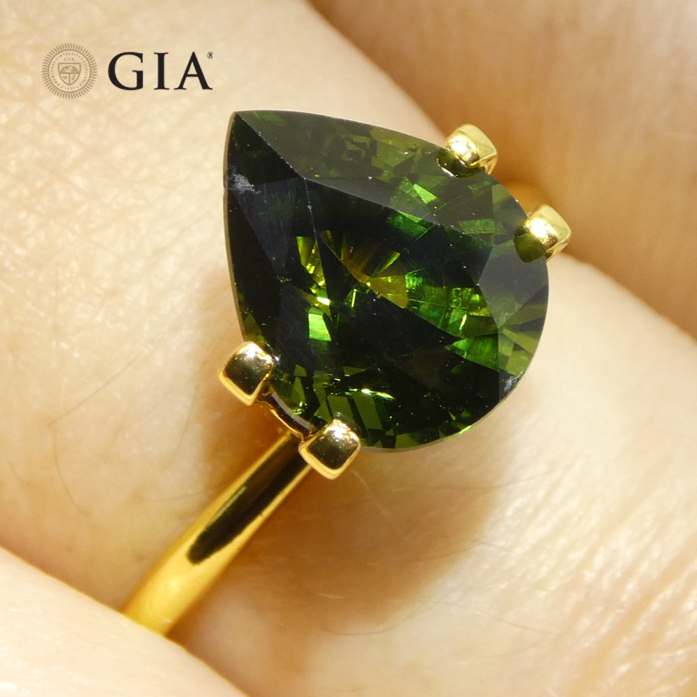 4.05ct Pear Bluish Green Sapphire GIA Certified Australia - Skyjems Wholesale Gemstones