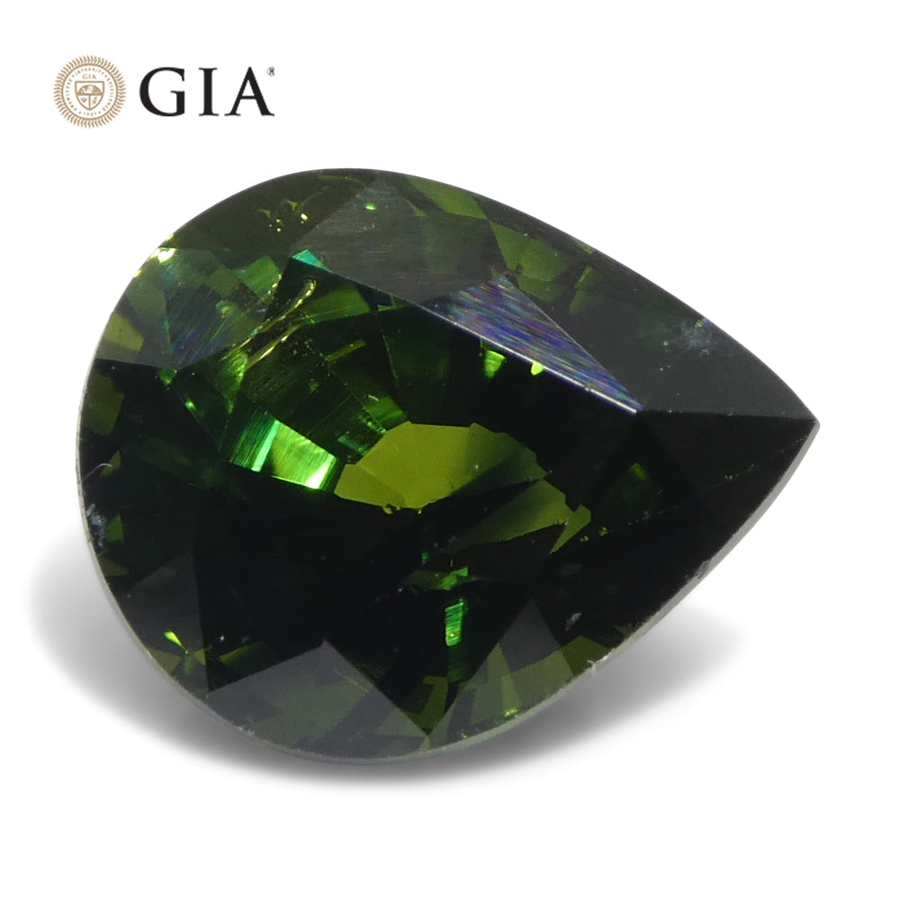 4.05ct Pear Bluish Green Sapphire GIA Certified Australia - Skyjems Wholesale Gemstones