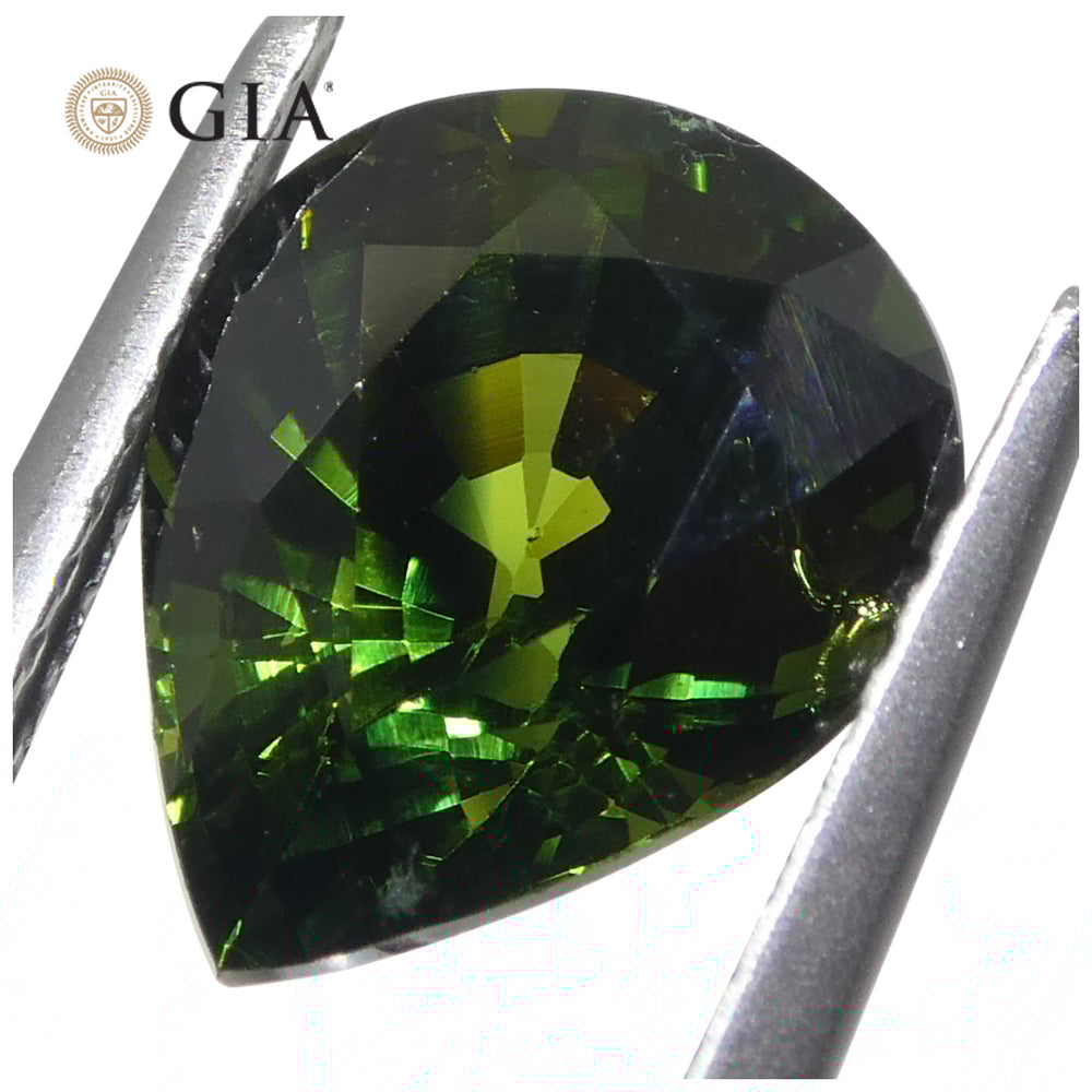 4.05ct Pear Bluish Green Sapphire GIA Certified Australia