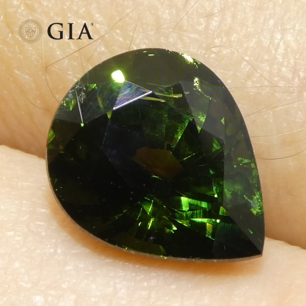 4.05ct Pear Bluish Green Sapphire GIA Certified Australia - Skyjems Wholesale Gemstones