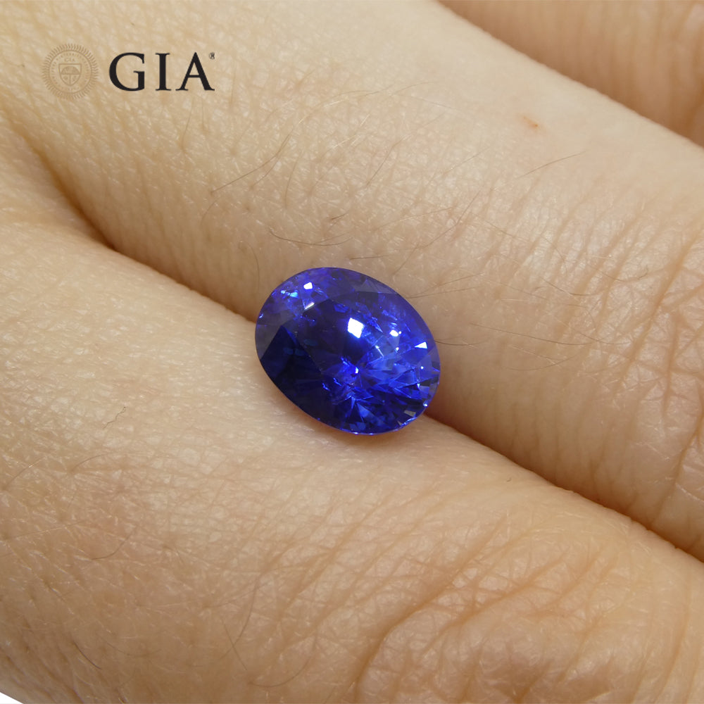 2.13ct Oval Vivid Cornflower Blue Sapphire GIA Certified Sri Lanka - Skyjems Wholesale Gemstones