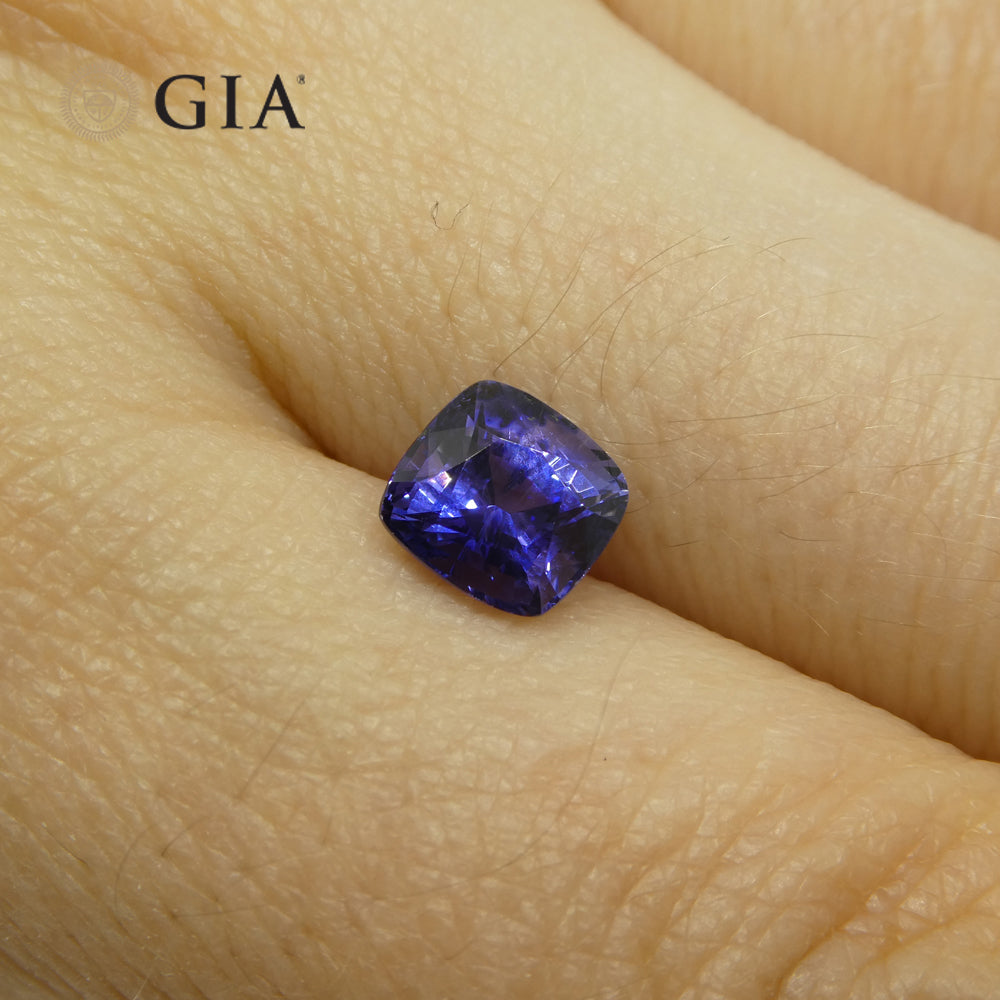 1.73ct Cushion Violetish Blue to Purple Sapphire GIA Certified Sri Lanka - Skyjems Wholesale Gemstones