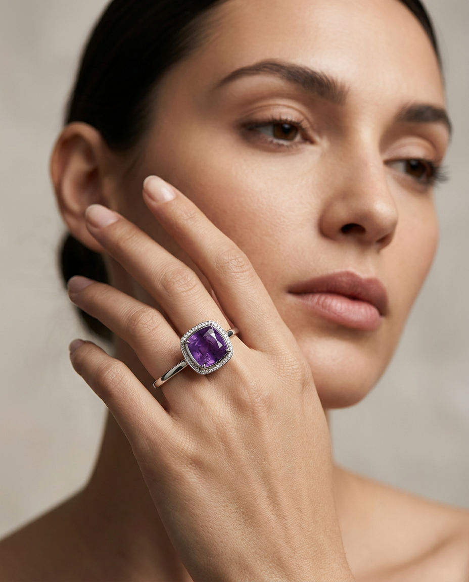 5.96ct cushion trapiche-like pinkish purple sapphire, unheated Pakistan Kashmir, GIA certified — Skyjems
