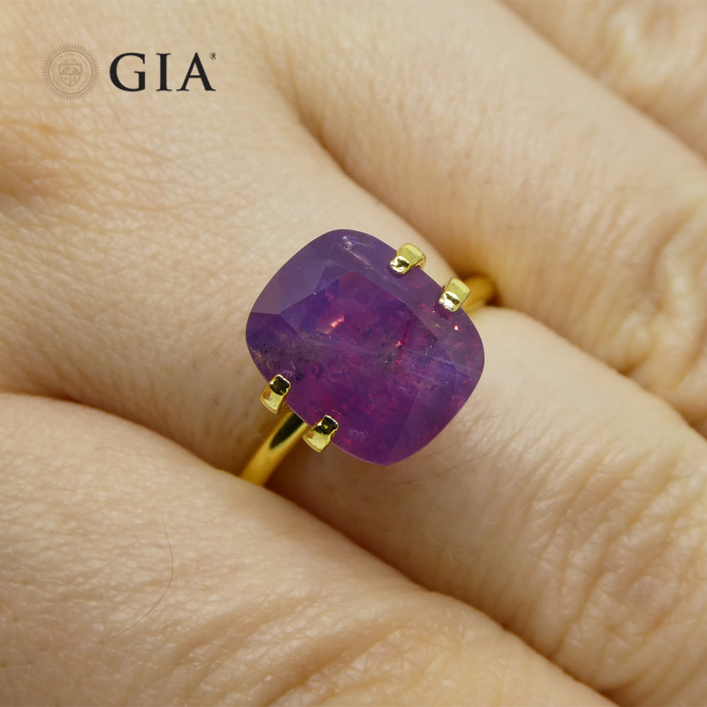 5.96ct Cushion Trapiche-Like Pinkish Purple Sapphire GIA Certified, Pakistan / Kasmir Unheated - Skyjems Wholesale Gemstones