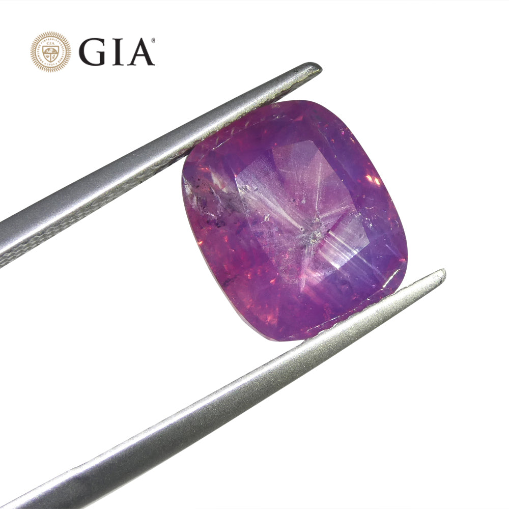 5.96ct Cushion Trapiche-Like Pinkish Purple Sapphire GIA Certified, Pakistan / Kasmir Unheated - Skyjems Wholesale Gemstones
