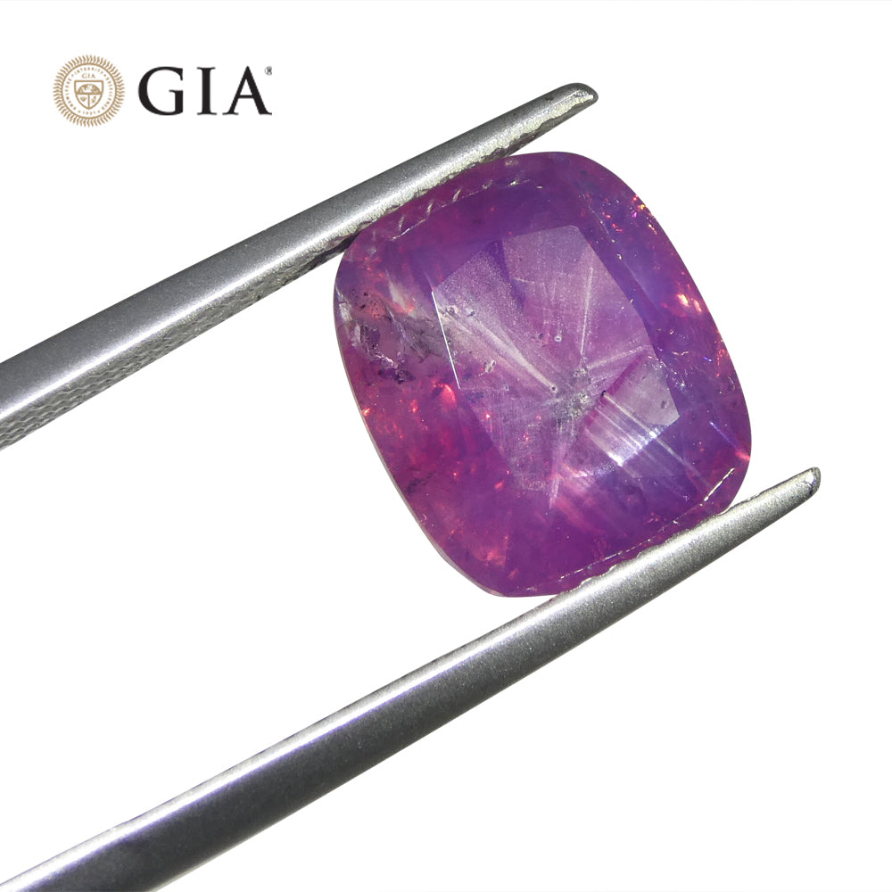 5.96ct Cushion Trapiche-Like Pinkish Purple Sapphire GIA Certified, Pakistan / Kasmir Unheated - Skyjems Wholesale Gemstones