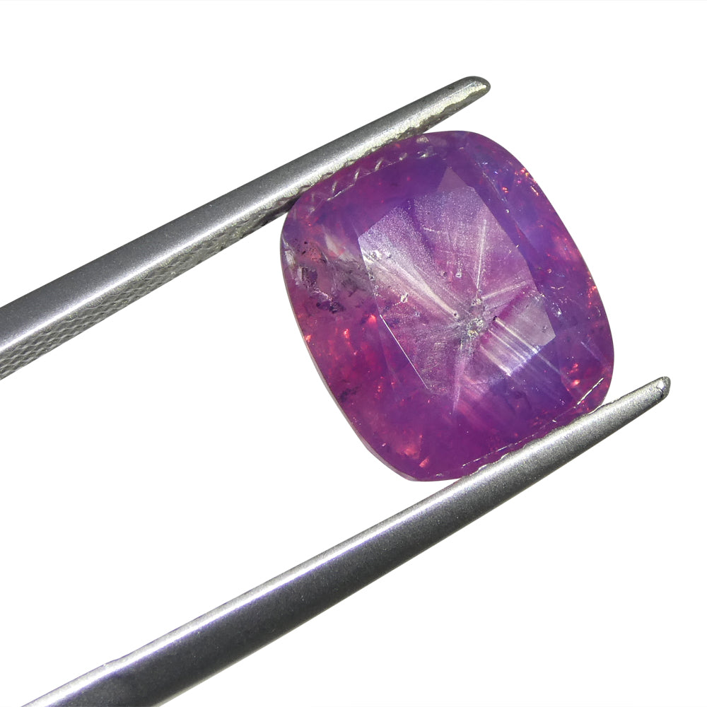 5.96ct Cushion Trapiche-Like Pinkish Purple Sapphire GIA Certified, Pakistan / Kasmir Unheated - Skyjems Wholesale Gemstones