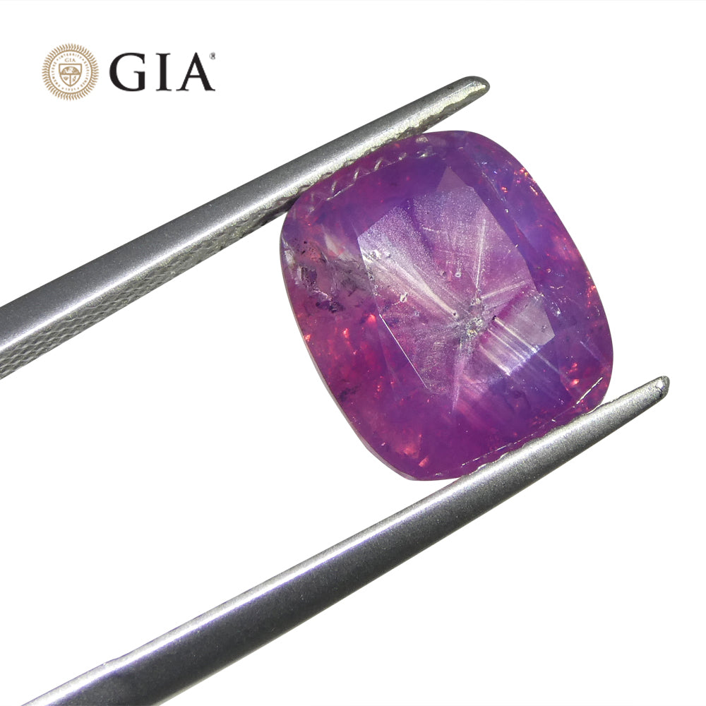 5.96ct Cushion Trapiche-Like Pinkish Purple Sapphire GIA Certified, Pakistan / Kasmir Unheated - Skyjems Wholesale Gemstones