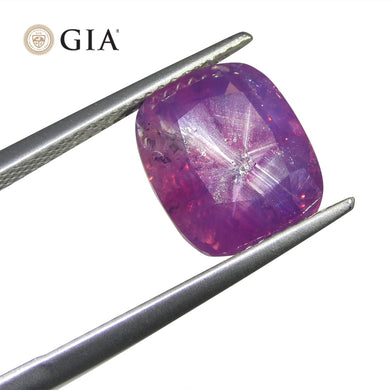 5.96ct Cushion Trapiche-Like Pinkish Purple Sapphire GIA Certified, Pakistan / Kasmir Unheated - Skyjems Wholesale Gemstones