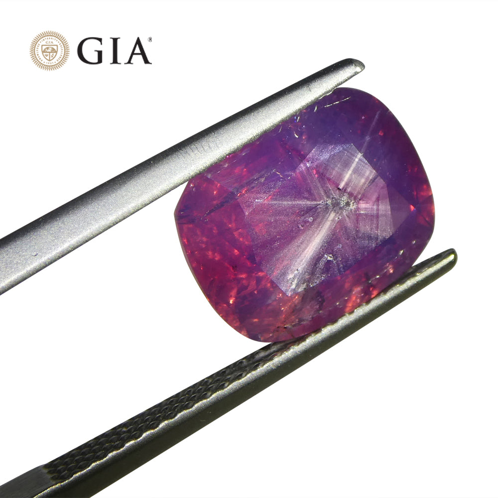 5.96ct Cushion Trapiche-Like Pinkish Purple Sapphire GIA Certified, Pakistan / Kasmir Unheated - Skyjems Wholesale Gemstones