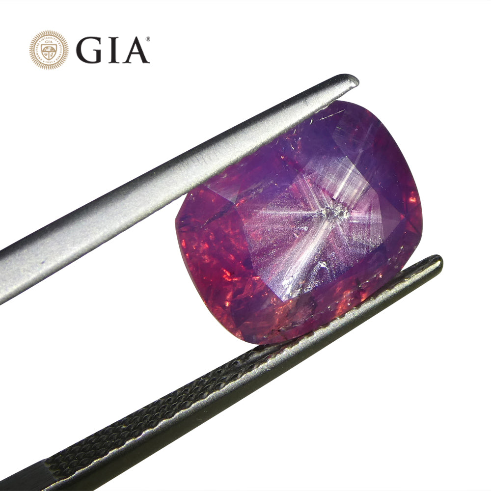 5.96ct Cushion Trapiche-Like Pinkish Purple Sapphire GIA Certified, Pakistan / Kasmir Unheated - Skyjems Wholesale Gemstones