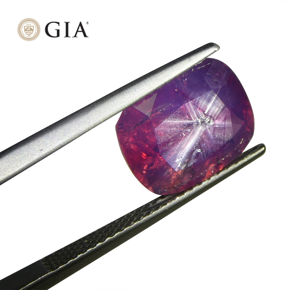 5.96ct Cushion Trapiche-Like Pinkish Purple Sapphire GIA Certified, Pakistan / Kasmir Unheated - Skyjems Wholesale Gemstones