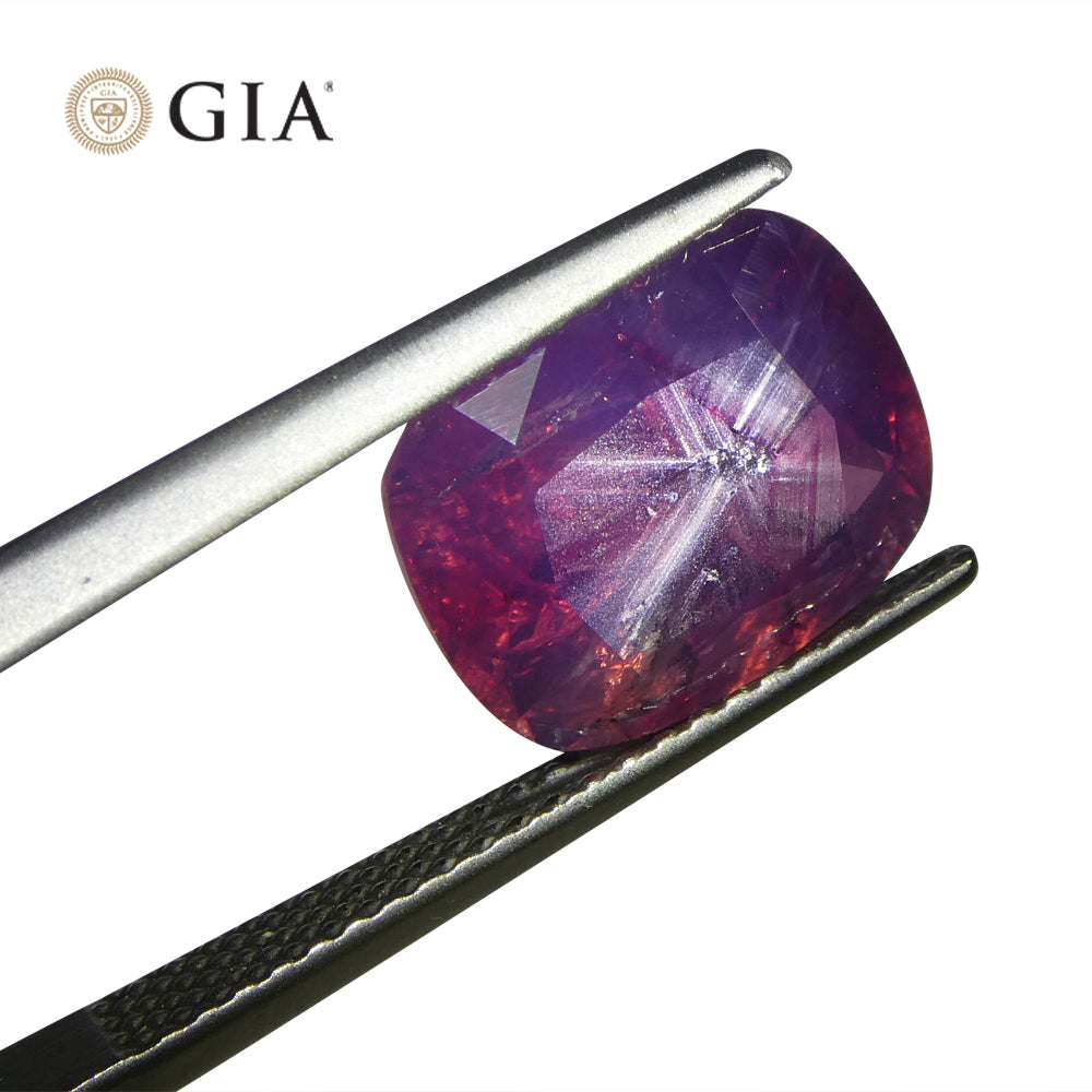 5.96ct Cushion Trapiche-Like Pinkish Purple Sapphire GIA Certified, Pakistan / Kasmir Unheated - Skyjems Wholesale Gemstones