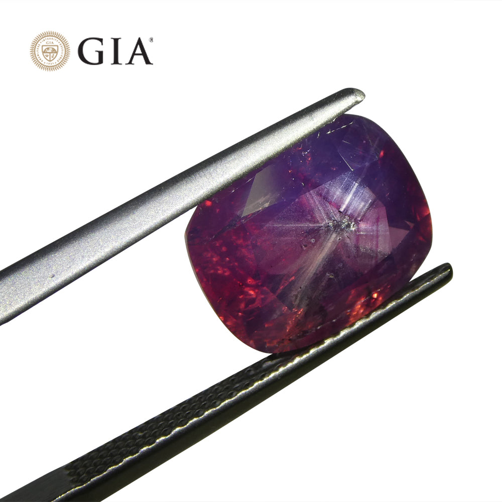 5.96ct Cushion Trapiche-Like Pinkish Purple Sapphire GIA Certified, Pakistan / Kasmir Unheated - Skyjems Wholesale Gemstones
