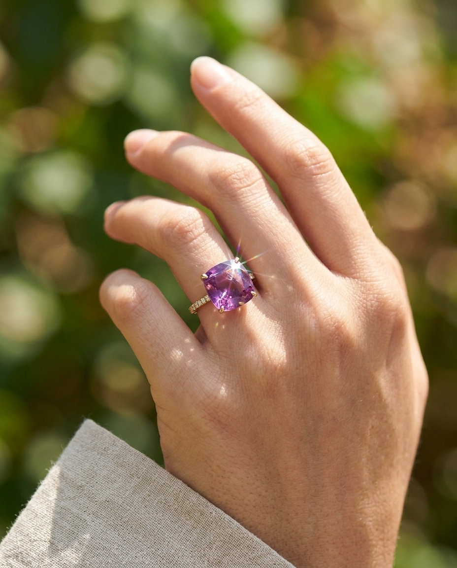 5.96ct cushion trapiche-like pinkish purple sapphire, unheated Pakistan Kashmir GIA certified — Skyjems