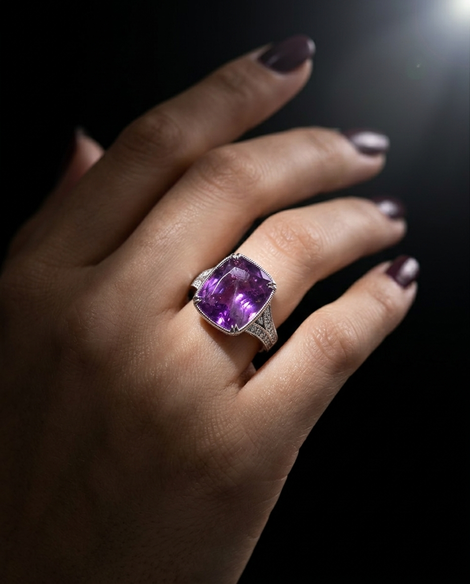 5.96ct cushion trapiche-like pinkish purple sapphire, unheated Pakistan Kashmir, GIA certified — Skyjems