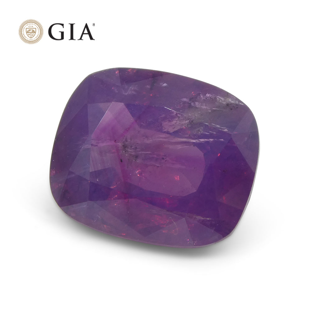 5.96ct Cushion Trapiche-Like Pinkish Purple Sapphire GIA Certified, Pakistan / Kasmir Unheated - Skyjems Wholesale Gemstones