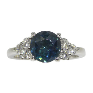2.80ct Round Teal Blue Sapphire, Diamond Statement or Engagement Ring set in 14k White Gold, GIA Certified Thailand - Skyjems Wholesale Gemstones