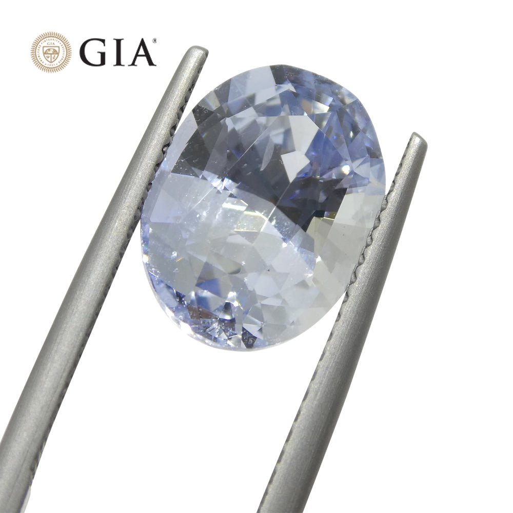 6.12ct Oval Icy Light Blue Sapphire GIA Certified Sri Lanka Unheated - Skyjems Wholesale Gemstones