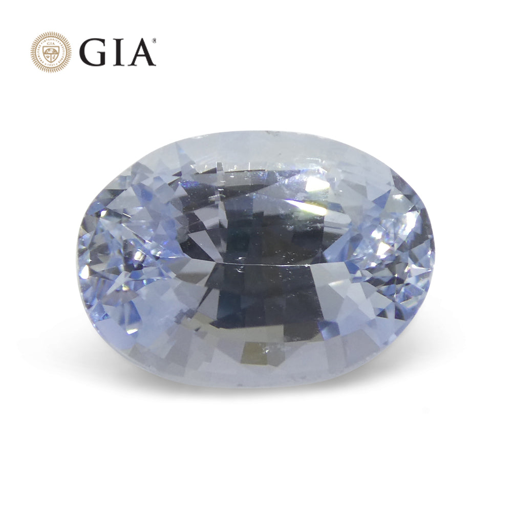 6.12ct Oval Icy Light Blue Sapphire GIA Certified Sri Lanka Unheated - Skyjems Wholesale Gemstones