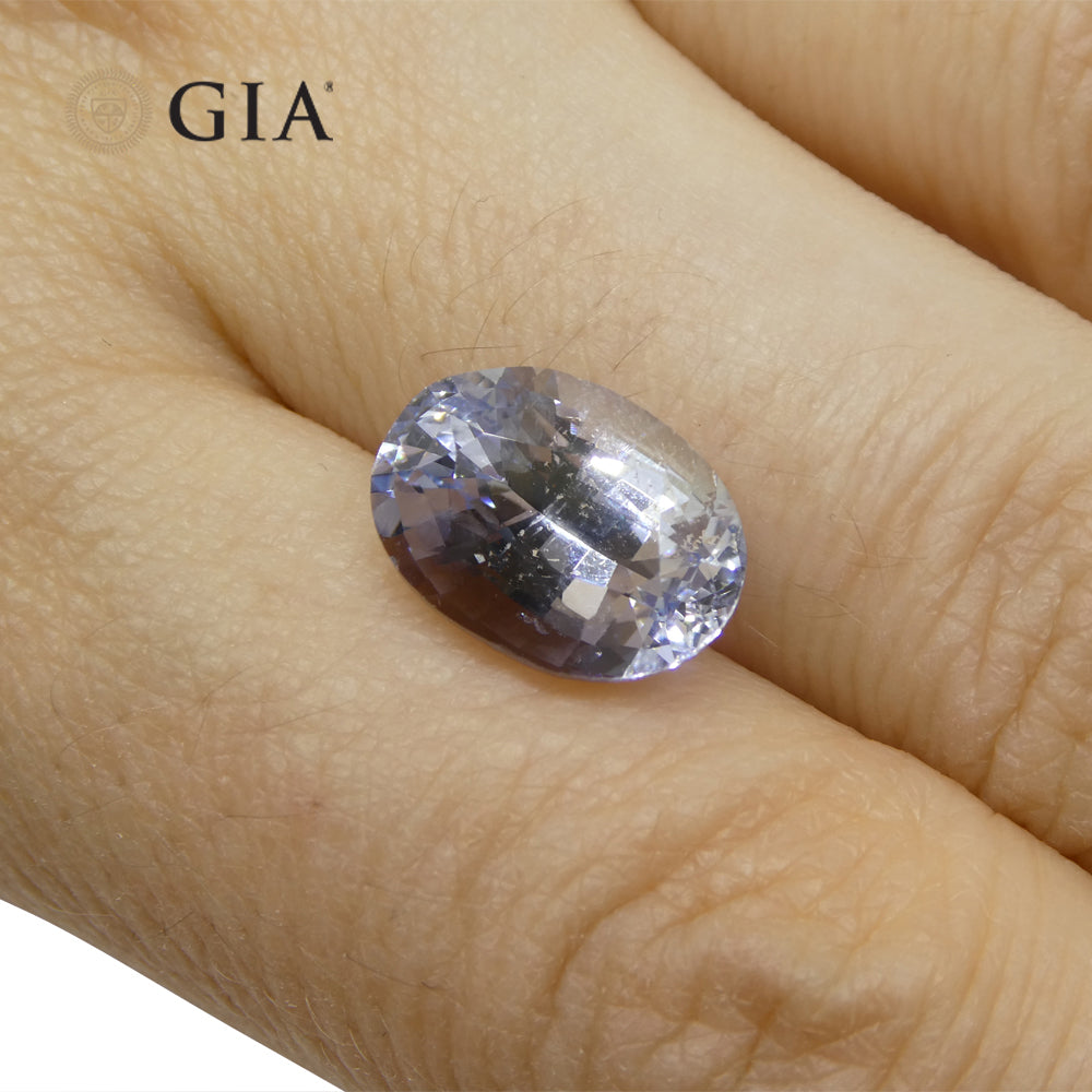 6.12ct Oval Icy Light Blue Sapphire GIA Certified Sri Lanka Unheated - Skyjems Wholesale Gemstones