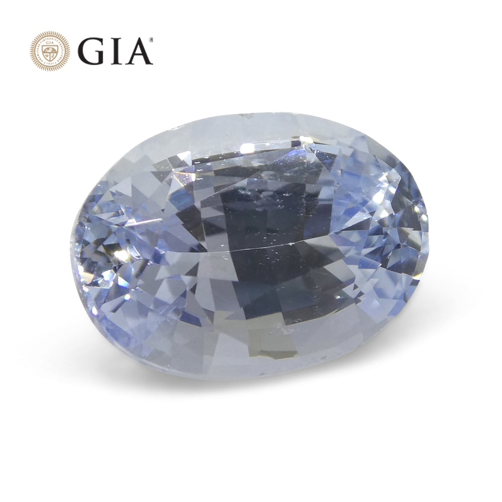 6.12ct Oval Icy Light Blue Sapphire GIA Certified Sri Lanka Unheated - Skyjems Wholesale Gemstones