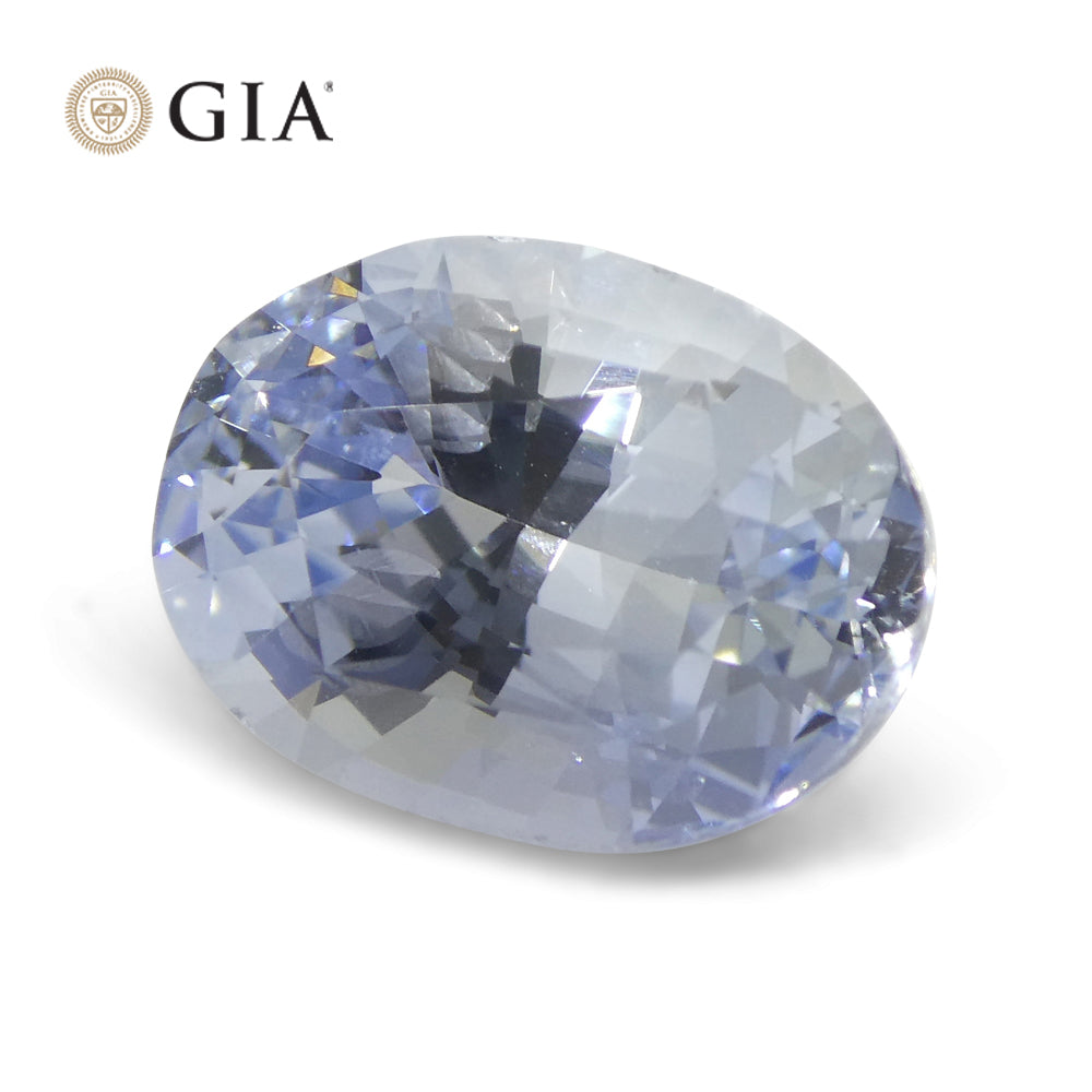 6.12ct Oval Icy Light Blue Sapphire GIA Certified Sri Lanka Unheated - Skyjems Wholesale Gemstones