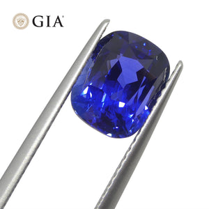 4.07ct Cushion Vivid Intense Royal Blue Sapphire GIA Certified Sri Lanka