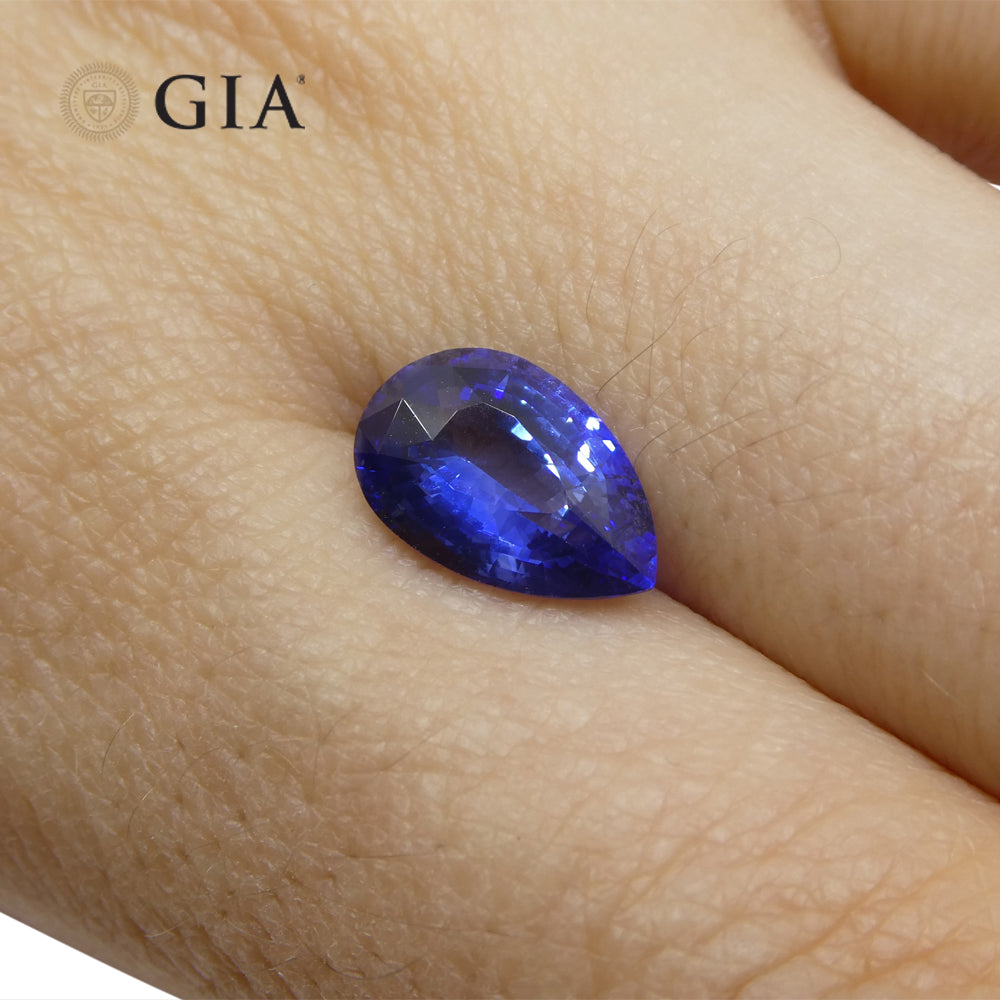 2.40ct Pear Blue Sapphire GIA Certified Sri Lanka - Skyjems Wholesale Gemstones