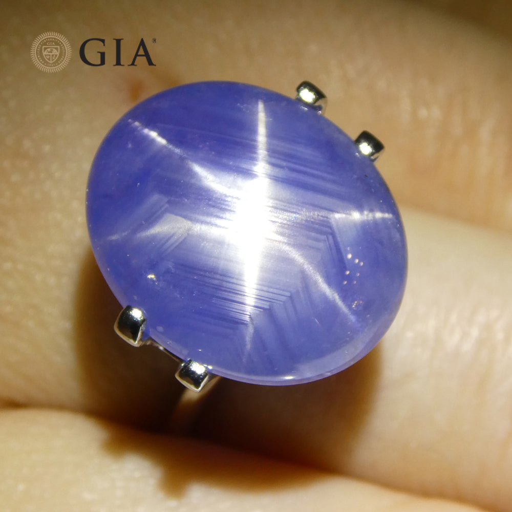 17.72ct Oval Double Cabochon Blue Star Sapphire GIA Certified Sri Lanka Unheated - Skyjems Wholesale Gemstones