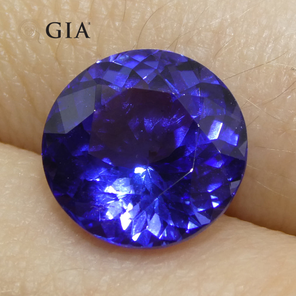 3.92ct Round Violetish Blue Tanzanite GIA Certified Tanzania - Skyjems Wholesale Gemstones