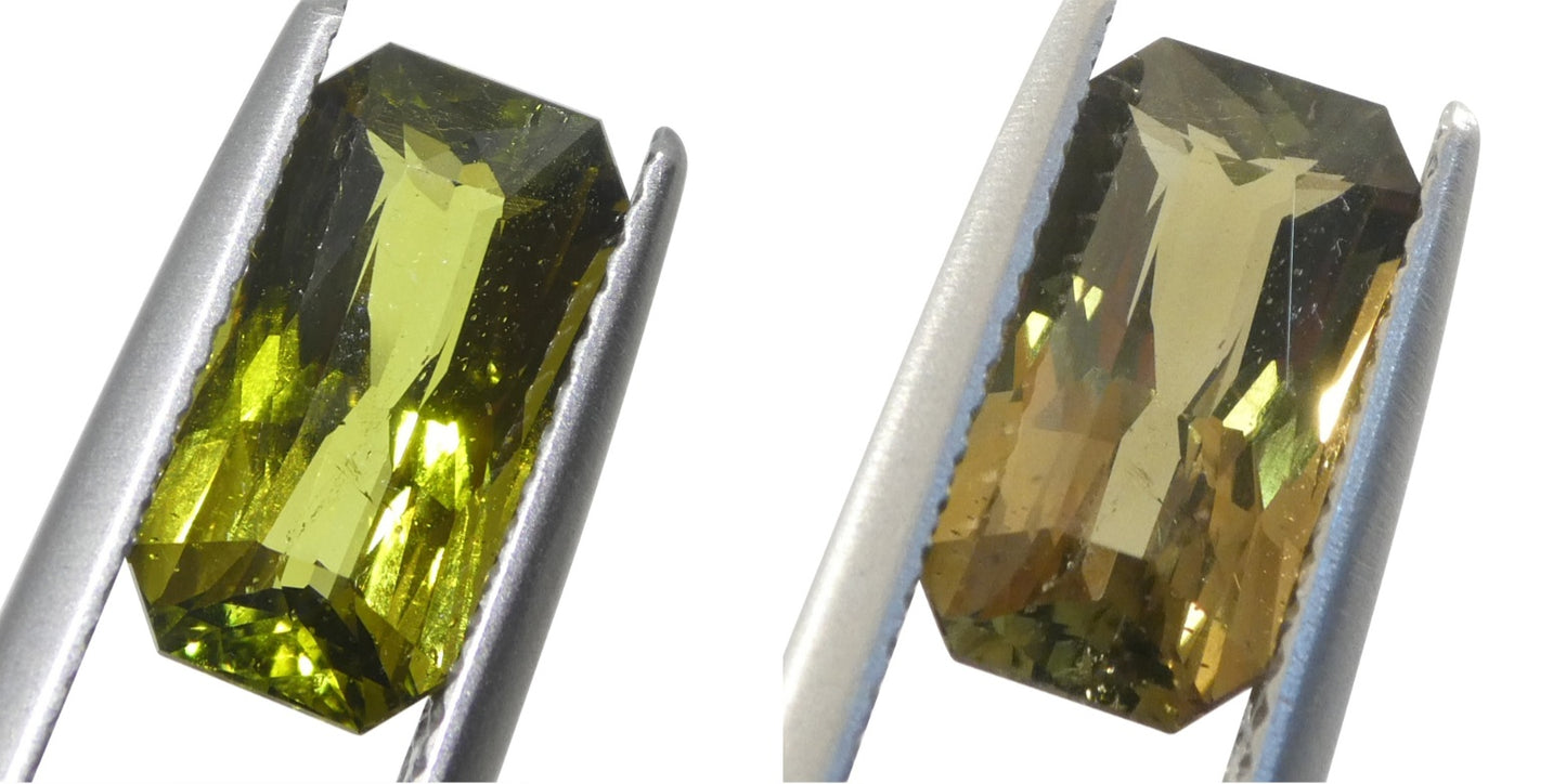 2.91ct Octagonal/Emerald Cut Yellowish Green to Brown-Yellow Alexandrite GIA Certified  Unheated - Skyjems Wholesale Gemstones