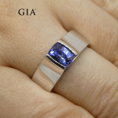 1.35ct Blue Sapphire Statement or Engagement Ring set in 18k White Gold, GIA Certified Sri Lanka - Skyjems Wholesale Gemstones