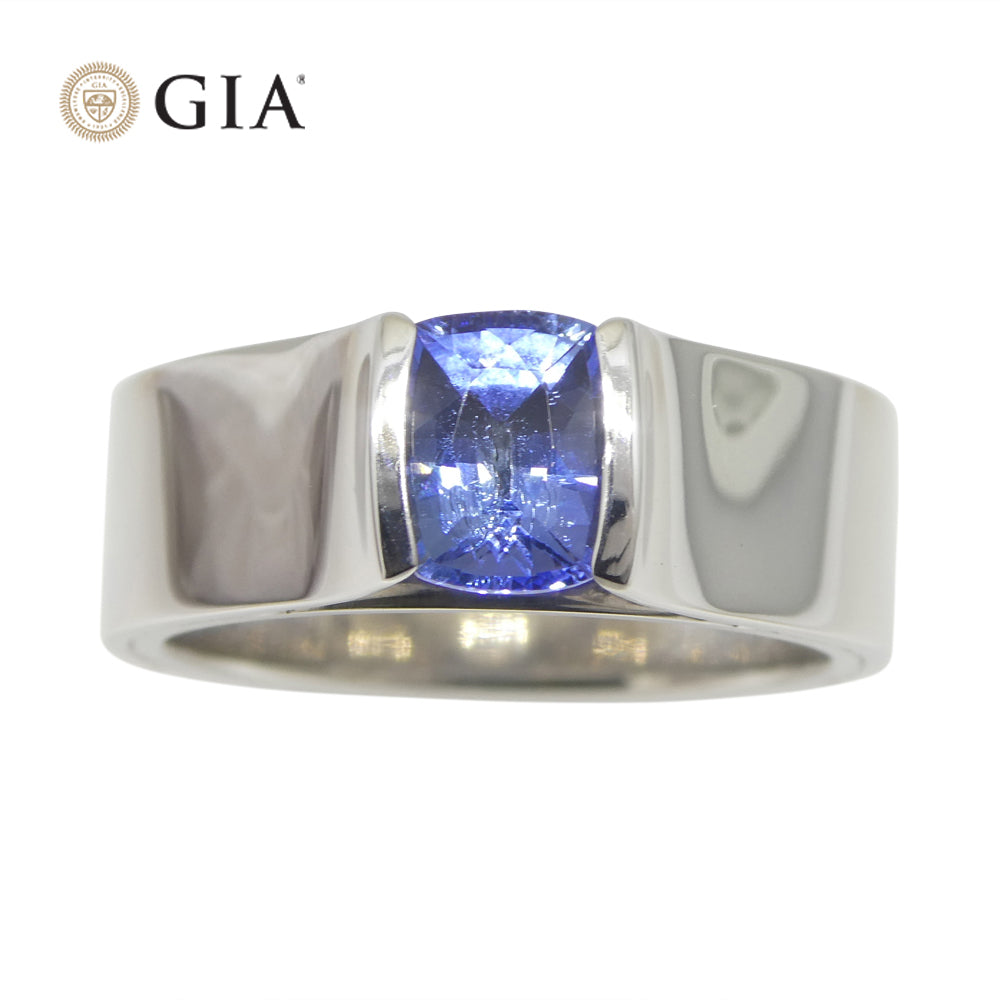 1.35ct Blue Sapphire Statement or Engagement Ring set in 18k White Gold, GIA Certified Sri Lanka