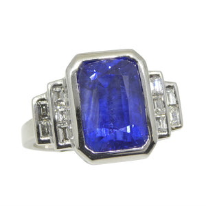 5.62ct Cushion Blue Sapphire, Diamond Engagement Ring set in 18k White Gold, GIA Certified - Skyjems Wholesale Gemstones