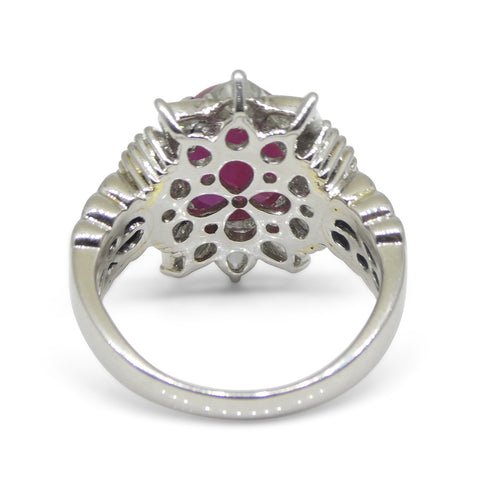 4.60ct Oval Red Star Ruby, Diamond Ring set in Platinum