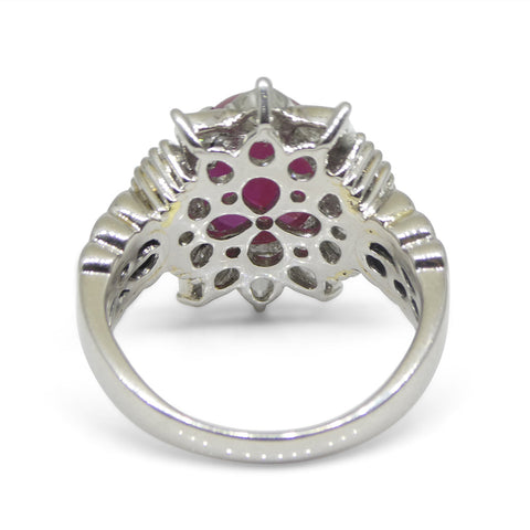 4.60ct Oval Red Star Ruby, Diamond Ring set in Platinum, GIA Certified Unheated