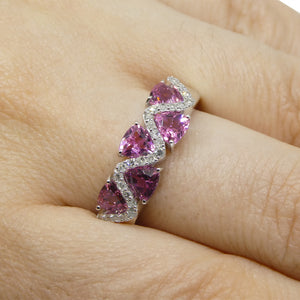 1.60ct Trillion Pink Tourmaline, Diamond Ring set in 14k White Gold - Skyjems Wholesale Gemstones