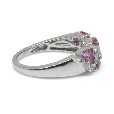 1.60ct Trillion Pink Tourmaline, Diamond Ring set in 14k White Gold