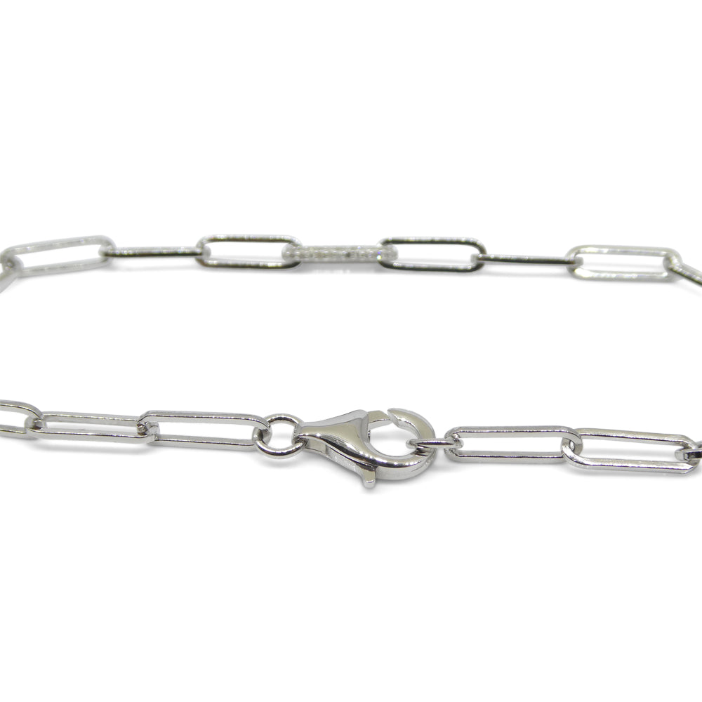 0.15ct Diamond Paperclip Chain Bracelet set in 14k White Gold Vermeil 0.925 - Skyjems Wholesale Gemstones