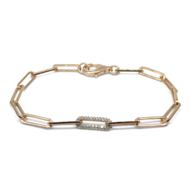 0.15ct Diamond Paperclip Chain Bracelet set in 14k Pink/Rose Gold Vermeil 0.925 - Skyjems Wholesale Gemstones