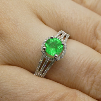 0.61ct Emerald, Diamond Statement or Engagement Ring set in 14k White Gold - Skyjems Wholesale Gemstones