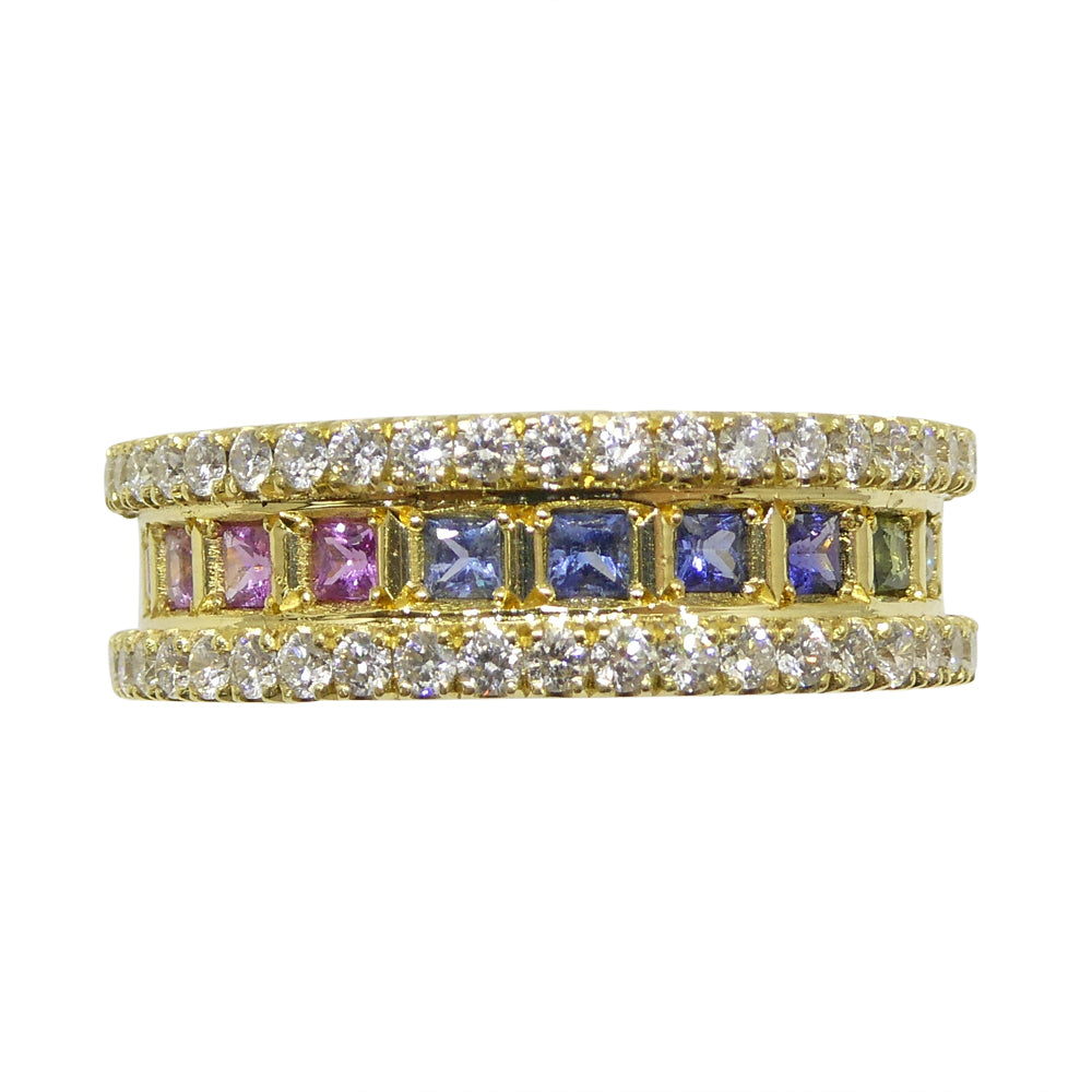 1.47ct Rainbow Sapphire, Diamond Gent's Ring set in 18k Yellow Gold - Skyjems Wholesale Gemstones